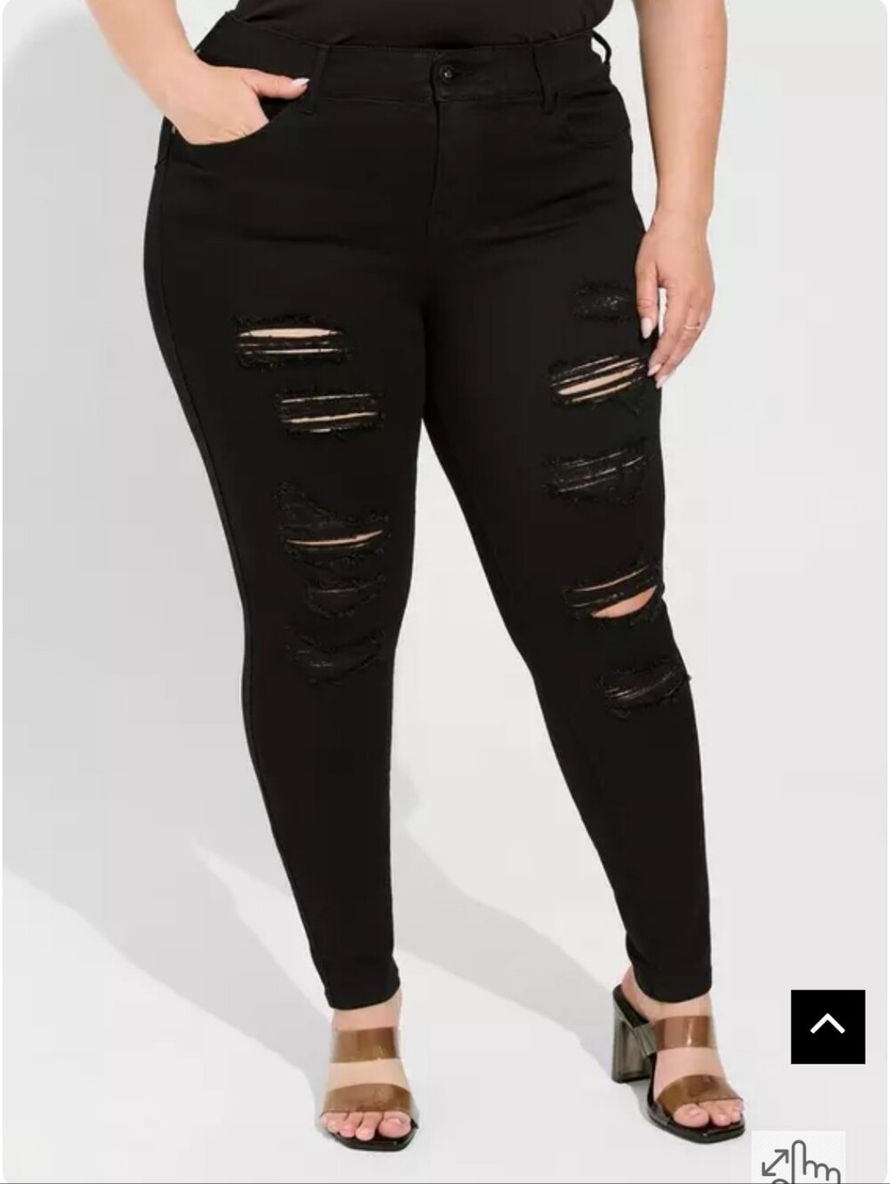 Torrid Bombshell Black Distressed Skinny Jeans 18R